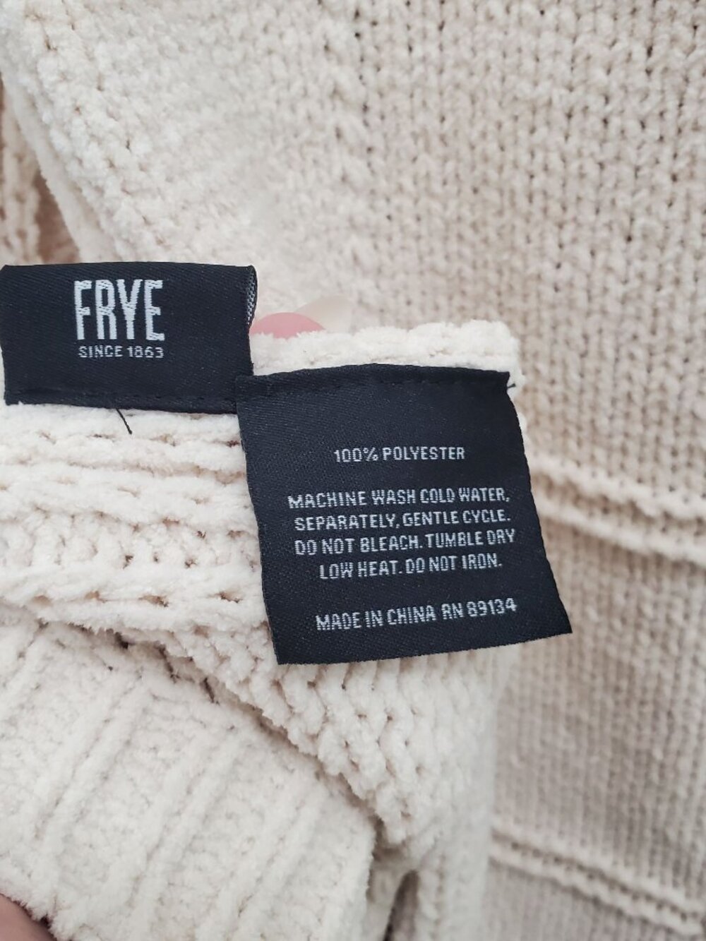 FRYE Oversized Block Knit Throw Cream OKEO Tex All Season Blanket NWT 50"x70" - Picture 6 of 8